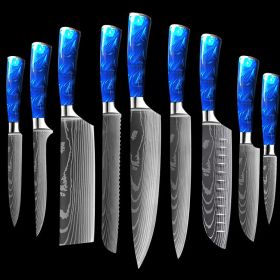 8-inch Chef Knife with Blue Resin Handle